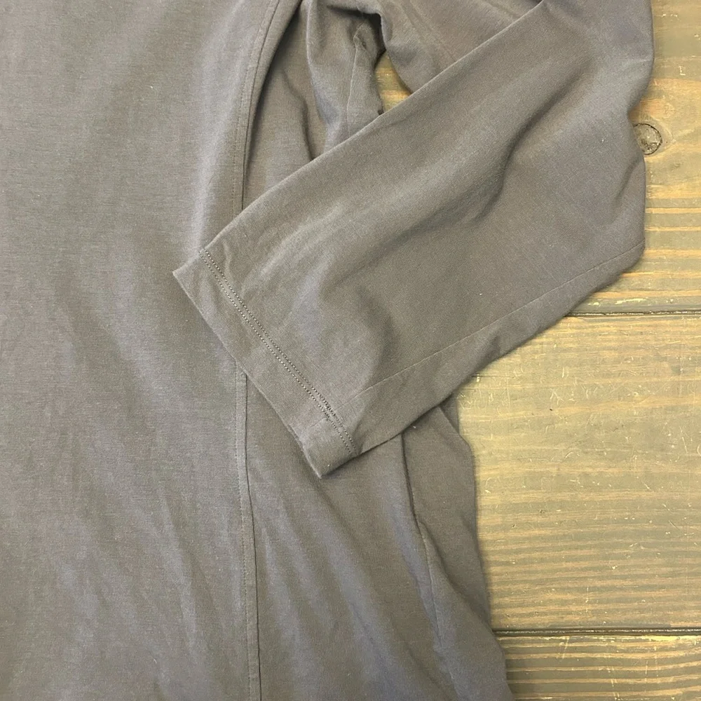 EILEEN FISHER Jacket L Organic Cotton Jersey Longline Hoodie Full Zip‎ Gray USA